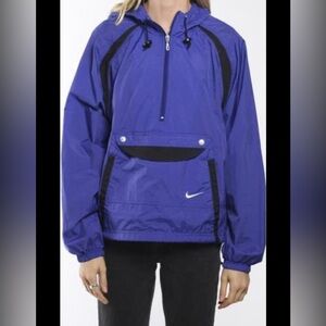 Vintage Nike Jacket Size L 12-14 Blue 1/4 Zip Windbreaker 90s